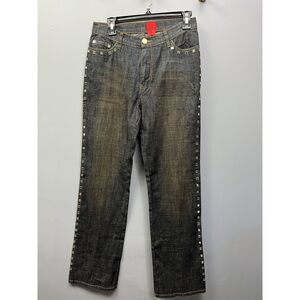 Very Vera Jeans Women's Size 4‎ Embellished Straight Denim Stretch Pockets